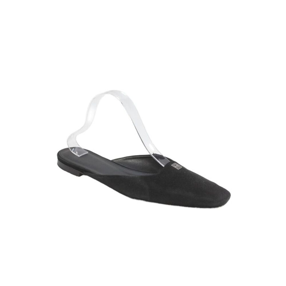 Toteme Womens Slip On Logo Square Toe Suede Mules Black Size 40